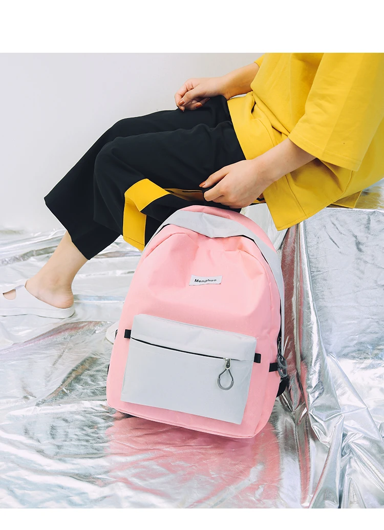 Menghuo Brand New Patchwork Women Backpacks Canvas Backpack Girls Rucksack School Backpacks for College Student Mochila Feminina (18)