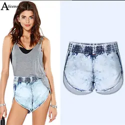 ALICENO летние шорты джинсы пикантные эластичные Шорты с высокой талией деним для Для женщин Нерегулярные летние пляжные Мини-шорты W19032502