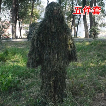 

3D Jungle Camouflage Hunting Clothes Ghillie Suit Jacket Pants Hat Bag Desert Tactical Sniper Woodland Hunting Clothes