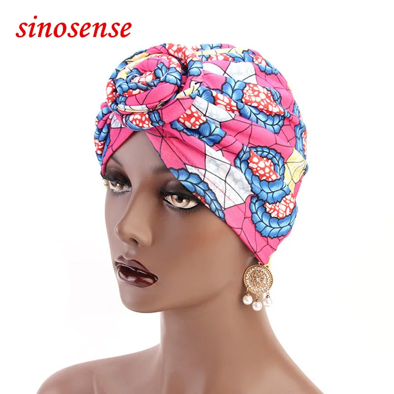 

2019 new fashion cotton Women African Turban 3D print colour Pattern Knot Headwrap Fashion soft Warm Bandana Hats free shipping