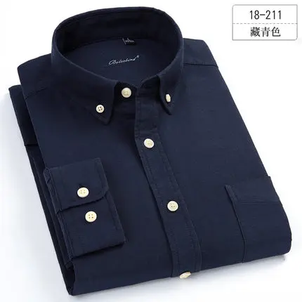 Plus Size 5XL 6XL 7XL 8XL Oxford Pure Color Casual Long Sleeve Men Shirt Soft Business Social Dress Shirt Blue White Grey 
