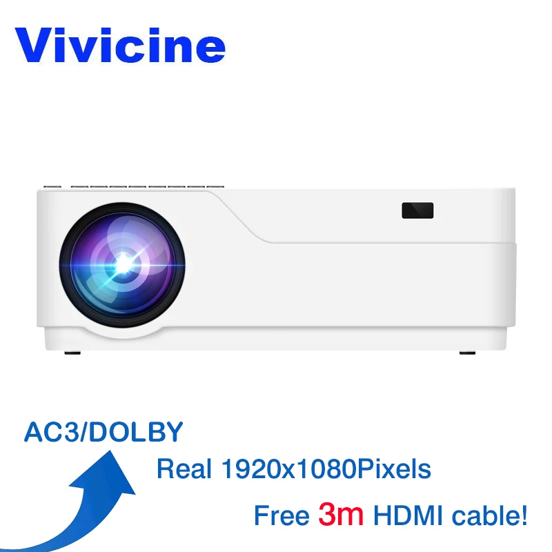Vivicine M18 1080p LED Projector, Optional Android 7.1 HDMI USB PC Full HD Home Multimedia Video Game Projector Proyector Beamer