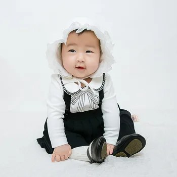 

New Arrival Fashion Spring Baby Girls Skirts Black Pleated Braces Skirts Soft Practical Durable Baby Outgoing Clothing Skirts