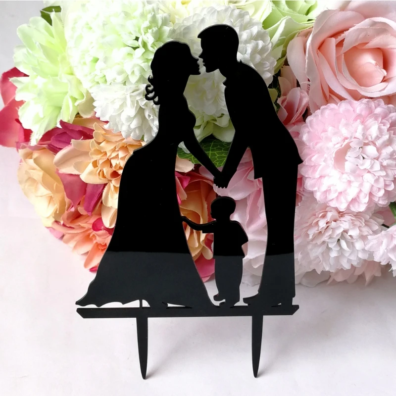 Акрил Mr& Mrs невеста жених с мальчиком свадебный торт Топпер вечерние украшения