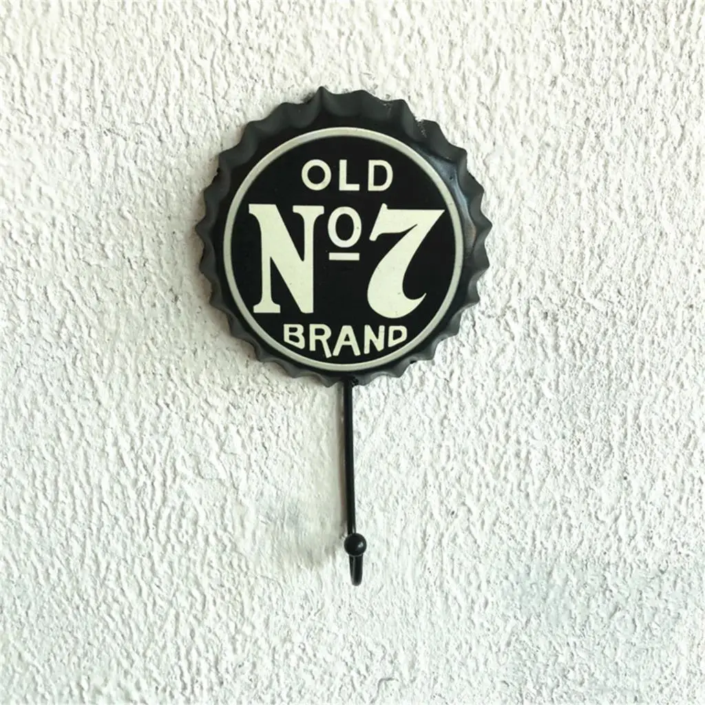 

NOCM-New Retro Creative Beer Cover Hook "OLD No7 BRAND" Character Personality Hook Dressing Room Clothes Hook Home Wall Crafts