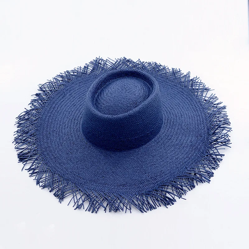 

01903-hh7146 2019 summer handmade paper wind brim beach lady fedoras cap women leisure hat