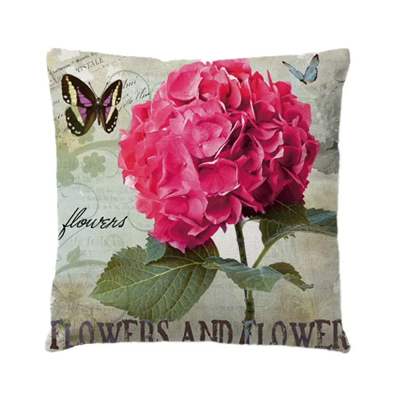 cheap 36 Styles Cotton Linen Plain Cushion Cover Retro Vintage Plant Pattern Pillow Cover Car Sofa Throw Home Decor