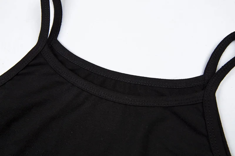 LVINMW Сексуальная черная вышивка демон Спагетти ремень с открытыми плечами жилет Летняя женская тонкая кофточка Топ уличная одежда