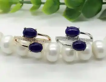 

Natural lapis lazuli gem Ring Natural gemstone ring 925 sterling silver trendy Romantic double women's girl gift fine Jewelry