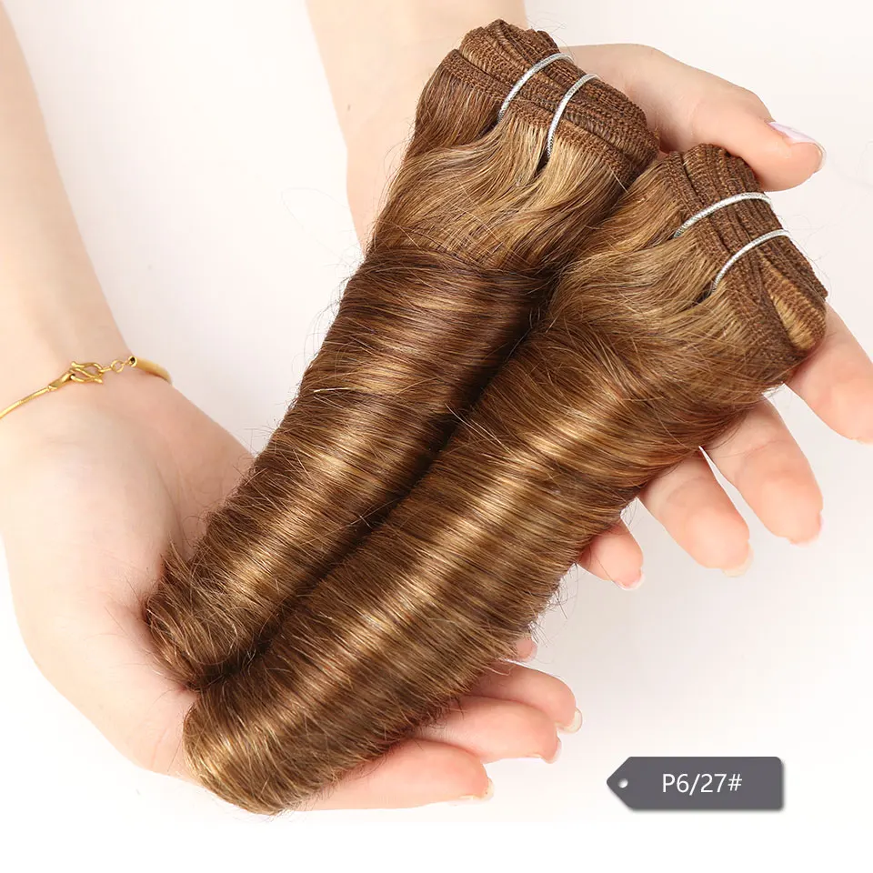 Remy Hair Hollywood Loose Wave Brazilian Hair Weave Bundles Ombre Brown