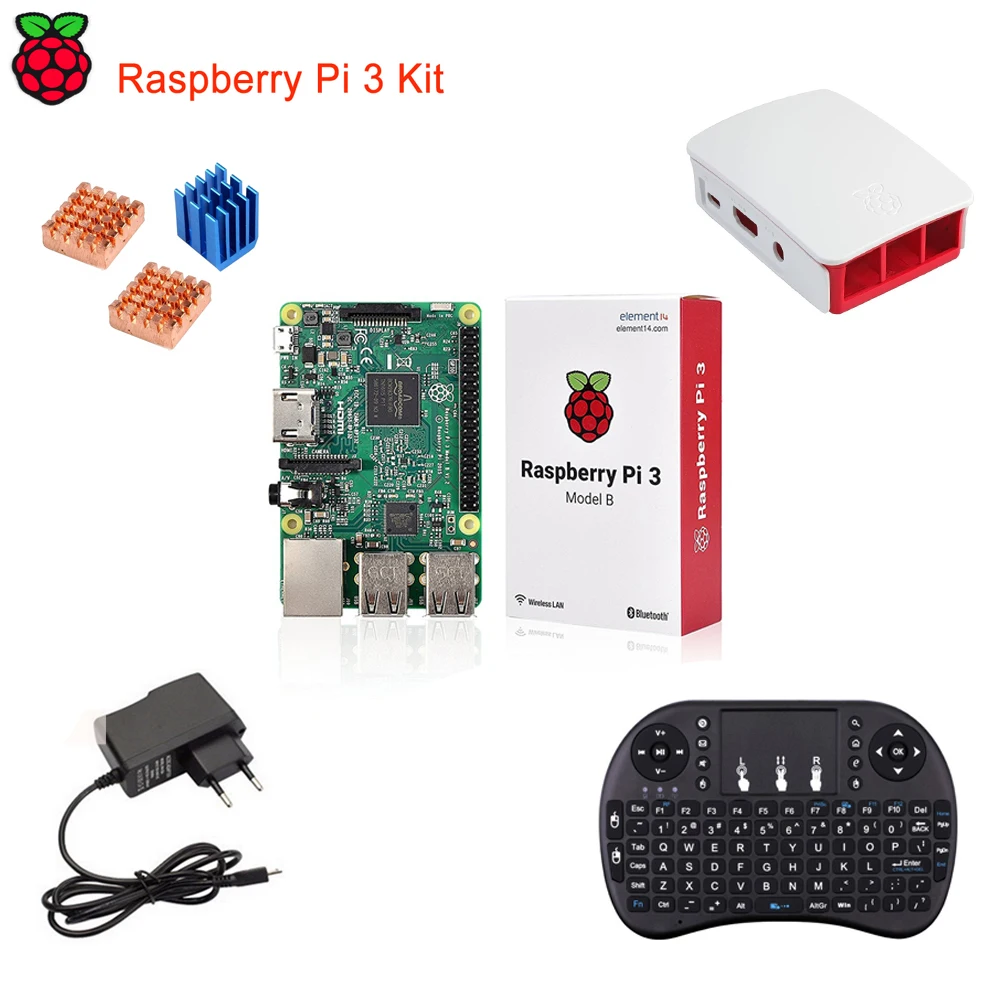 Raspberry Pi 3 Модель B Starter Наборы с оригинальной + Мини i8 Беспроводной клавиатура pi