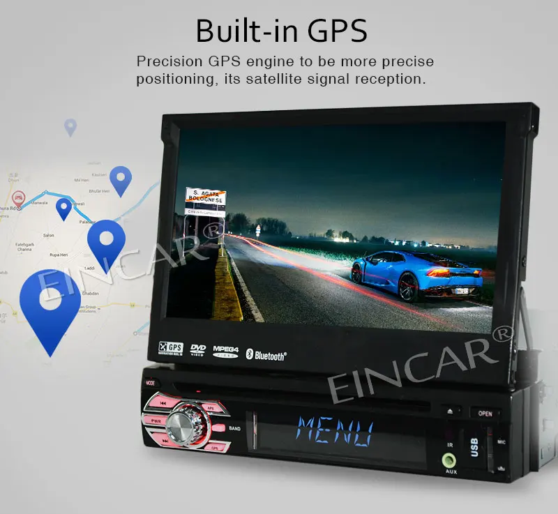 7 "Универсальный 1 Din автомобильный аудио dvd плеер + радио GPS навигация Авторадио