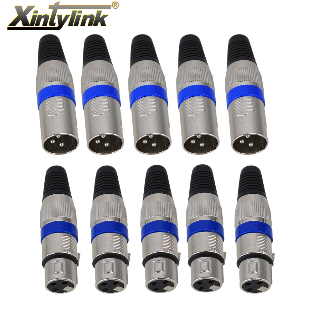

5Pairs XLR 3Pin Male Plug + Female Jack MIC Jack Plug Audio Cable Connector socket for Microphone speaker mixer audio equipment