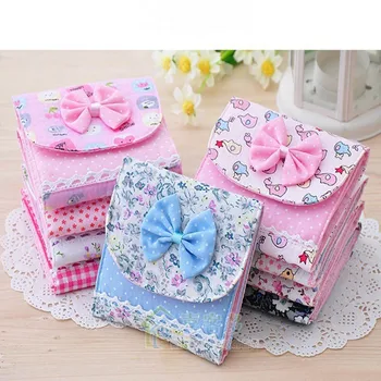 

Women Girls Cute Korean Style Napkins Organizer Sanitary Pads Bowknot Storage Bags Random Color