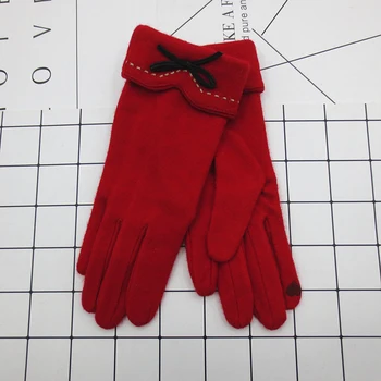 

1 Pair Women Girls Cashmere Gloves Bowknot Touch Screen Gloves Winter Riding Texting Mittens