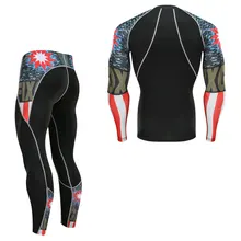 MMA компрессионный костюм, футболка+ леггинсы, одежда из 2 предметов, брендовая Подростковая голова волка, 3D принт, Кроссфит фитнес, мышечная рубашка 4XL