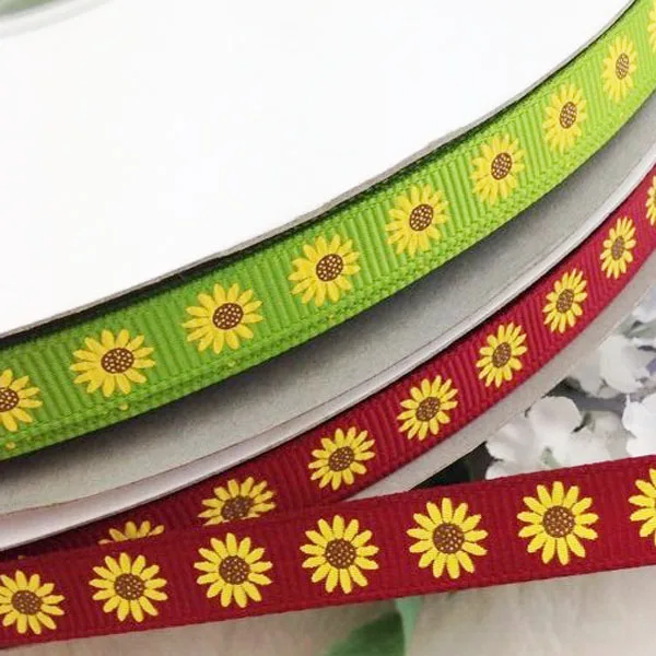 

10 yards 3/8" U pick Mix grosgrain ribbon Sunflowers Wedding Craft Appliques 10Y