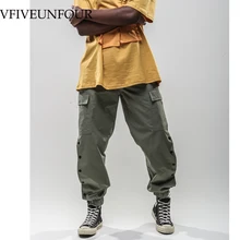 VFIVEUNFOUR 2018 New cargo pants joggers Full Length Pants Men hip hop Casual sweatpants hip hop Pocket pants Vintage Button 