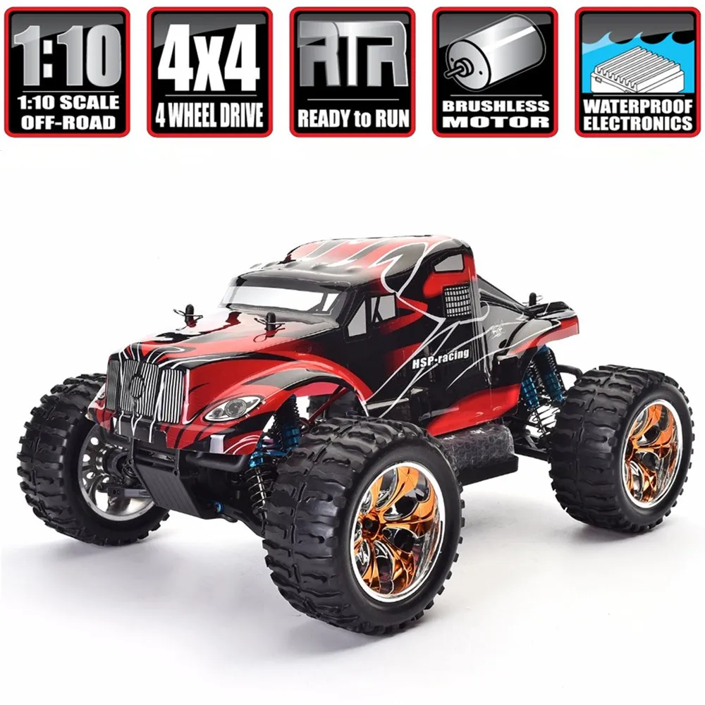 HSP RC Car 1/10 Scale 4wd Off Road Monster Truck 94111PRO Electric Power Brushless Motor Lipo Battery High Speed Hobby Vehicle