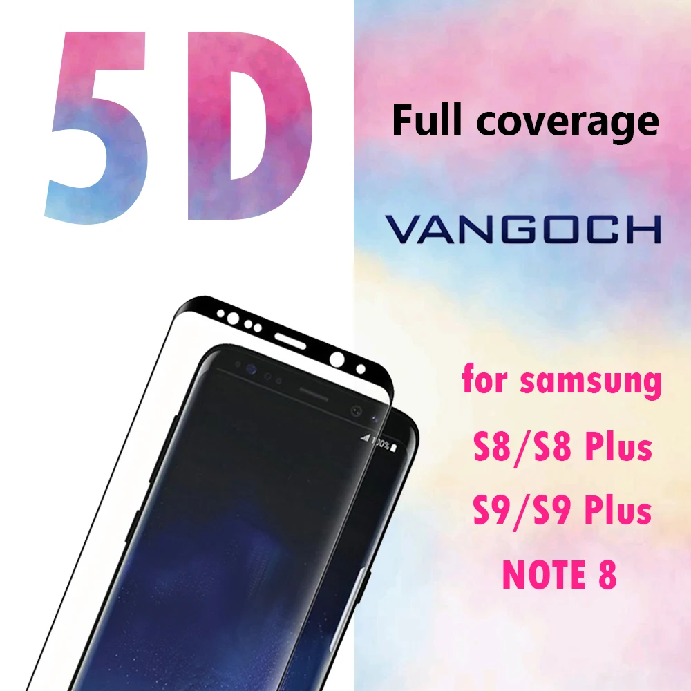 

Best++++ 5D Tempered Glass For Samsung Galaxy S8 S8 S9 Plus note 8 Screen Protector Glass Full Cover Film Curved Edge