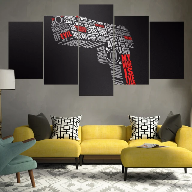 5 Pieces Best Cool Typography Design Gun Shape Modern Home Wall 5 Pieces Best Cool Typography Design Gun Shape Modern Home Wall Decor Canvas Picture Art Hd