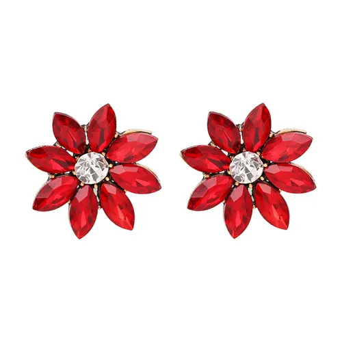 AOTEMAN модные серьги-гвоздики нового дизайна с кристаллами в виде цветов 13 цветов массивные ювелирные изделия для женщин oorbellen - Окраска металла: Red