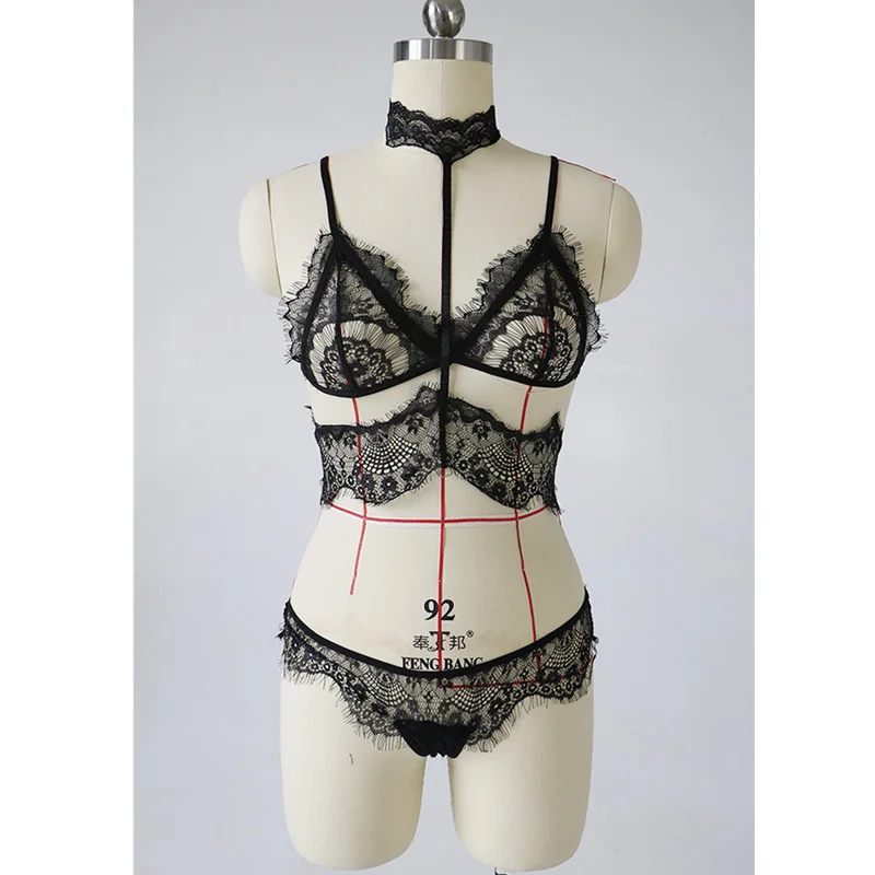 Комплект женского кружевного нижнего белья с цветочным принтом 2 шт.|underwear