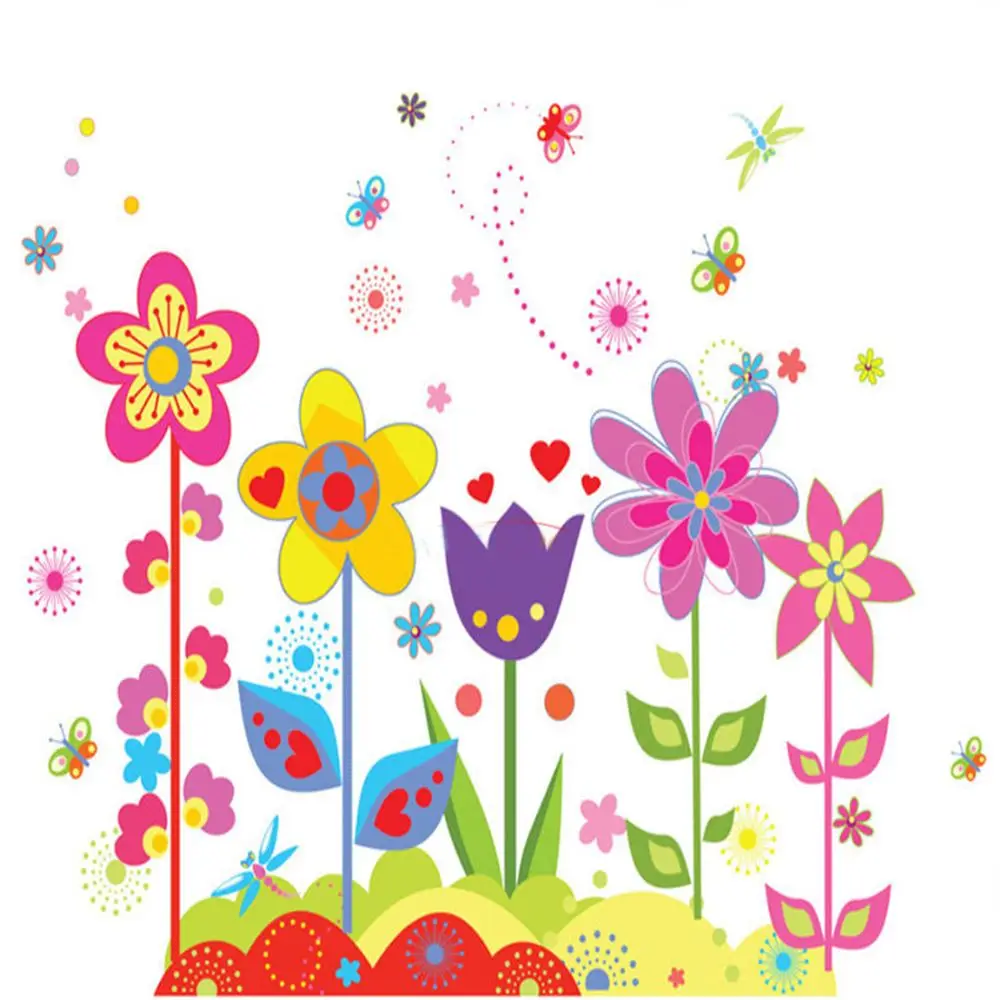 2019 New Flower Butterfly Removable Decal Poster Art Mural Home Decor Kids Girls Bedroom Wall Stickers Home Room Decorations