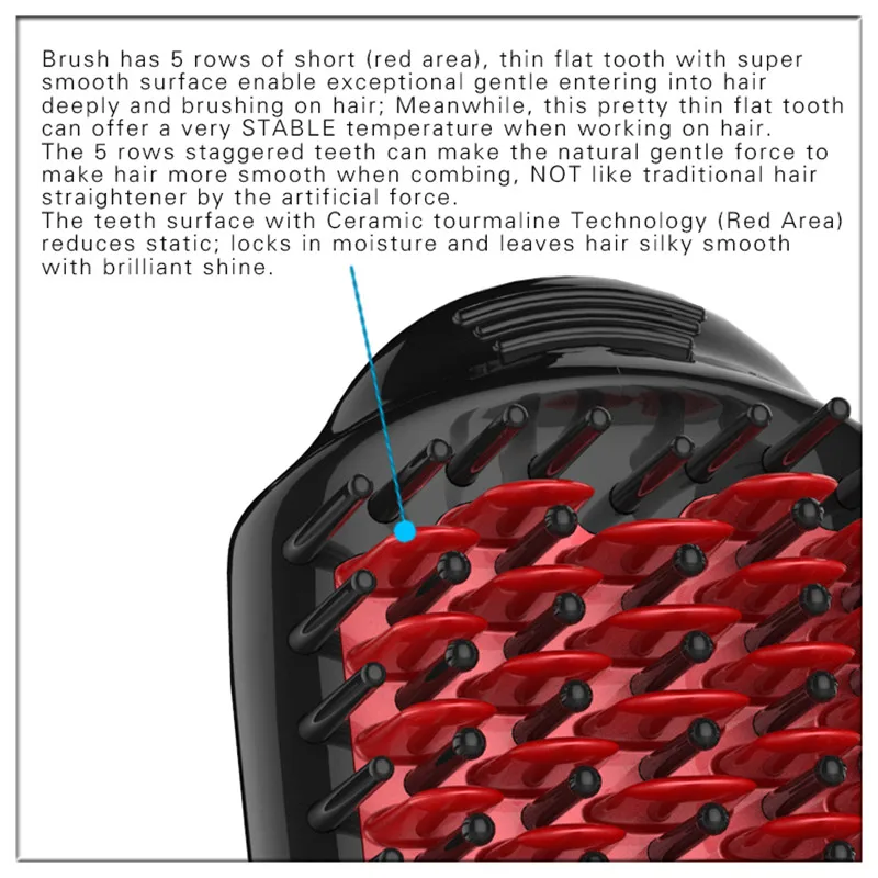 Красный Черный Профессиональные Выпрямитель Для Волос Гребень СВЕТОДИОДНЫЕ Электрические Выпрямитель Кисть Выпрямитель Для Волос Гребень