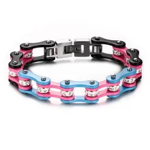 10 мм Женский велосипедный браслет из нержавеющей стали белый кристалл горный хрусталь синий розовый байкер велосипед мотоцикл цепочка браслет на запястье