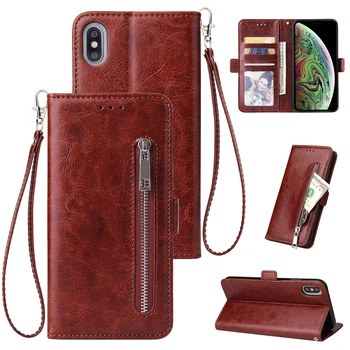 

Retro Zipper Flip Leather Case For iPhone XS Max XR X 10 7 8 6 Wallet Book Cover For iPhone 11 Pro Max 6 6s 7 8 Plus Phone Cases