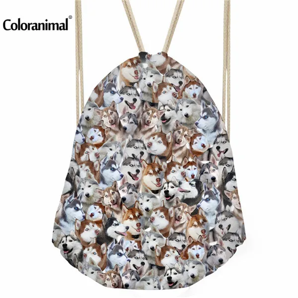 CC3212Z3 Coloranimal мопса Волк головоломки печати Для женщин рюкзак модные 3D животное ежедневно шнурок мешок для Для мужчин Обувь для мальчиков Обувь для девочек Школа BookBag - Цвет: CC3212Z3