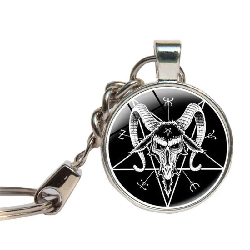 Сатана Коза брелок со стеклянным кабошоном Talmud Baphomet круг религиозный дьявол