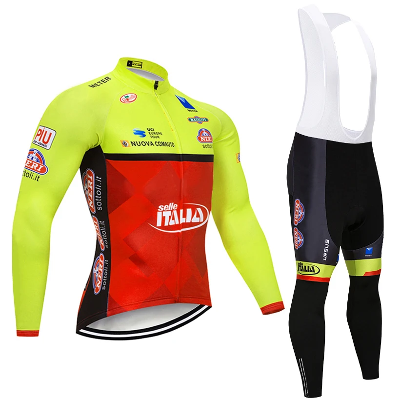 

2019 Winter ITALIA team cycling jersey 9D gel pad bike pants suit MTB Ropa Ciclismo thermal fleece bicycling Maillot Culotte