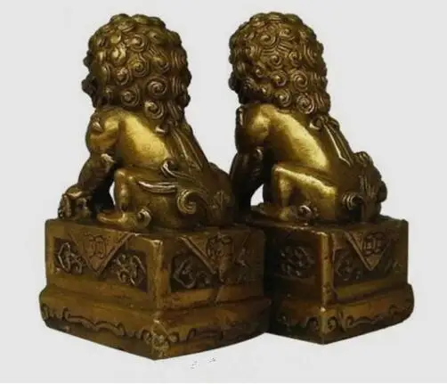 China-Chinese-Brass-Folk-Fengshui-Foo-Fu-Dog-Guardion-Door-Lion-Statue-Pair (2)