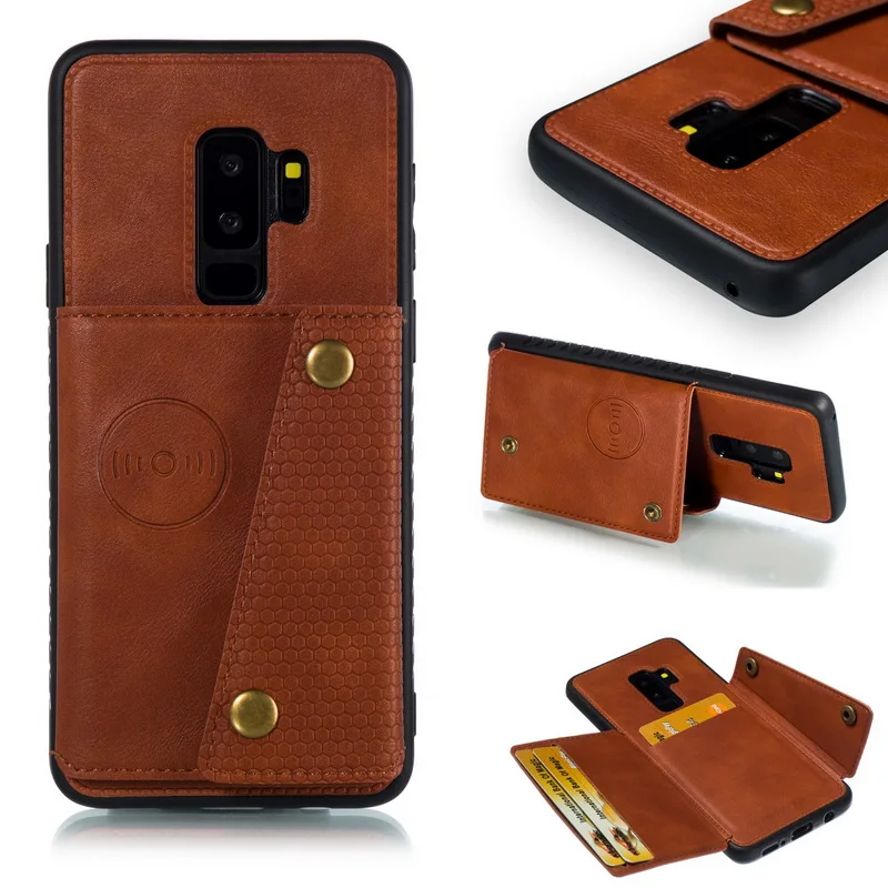 

Tikitaka New Wallet Leather Case For Samsung S8 S9Plus Note9 Business Wallet Card Support Cases For Galaxy A6 2018 J4 J6 Cover