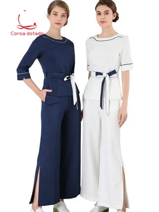 

Autumn and winter new women's cosmetologist beauty salon health club medical beauty long sleeve wide leg trouser suit