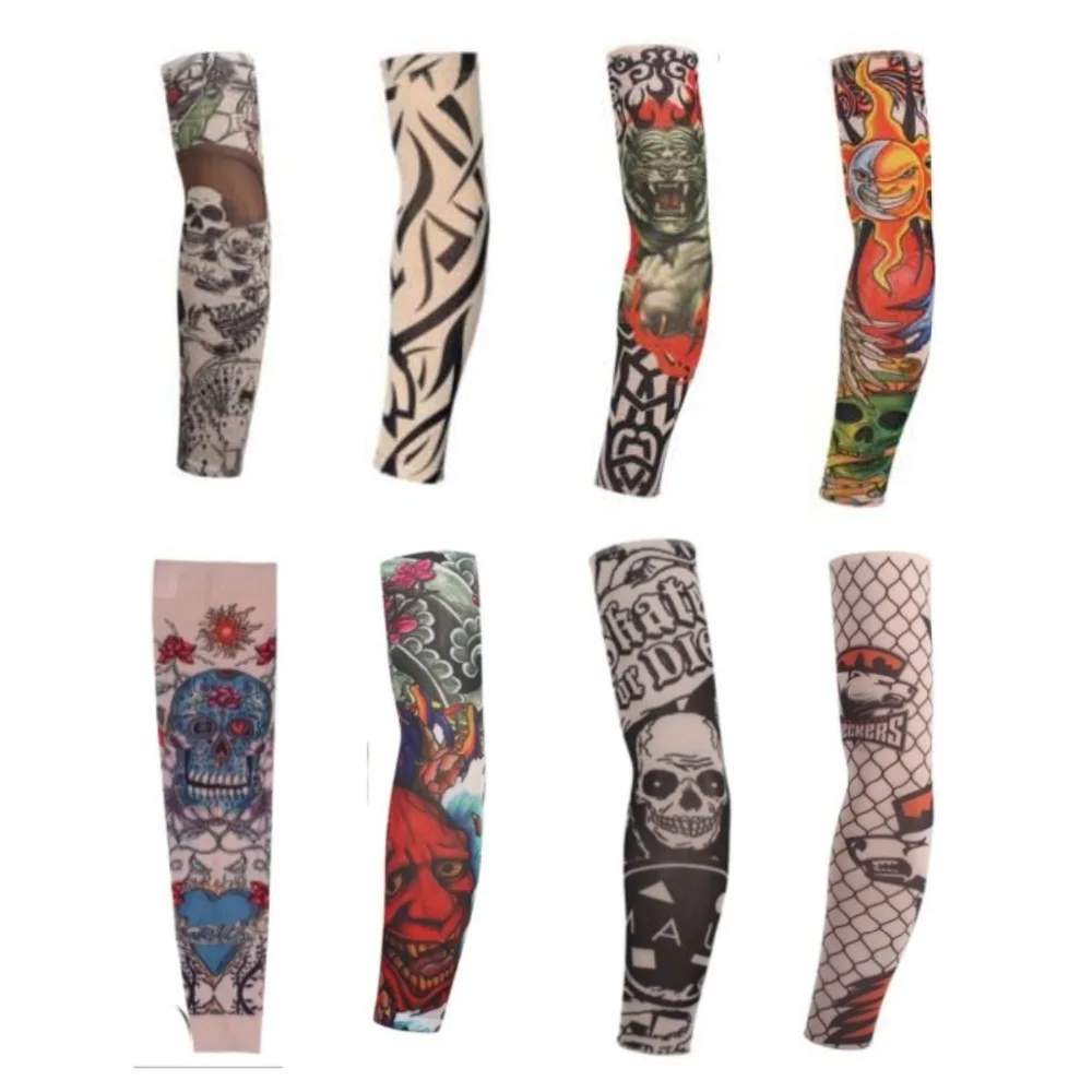 8 Pcs New mixed 100Nylon Elastic Fake Temporary Tattoo Sleeve Designs