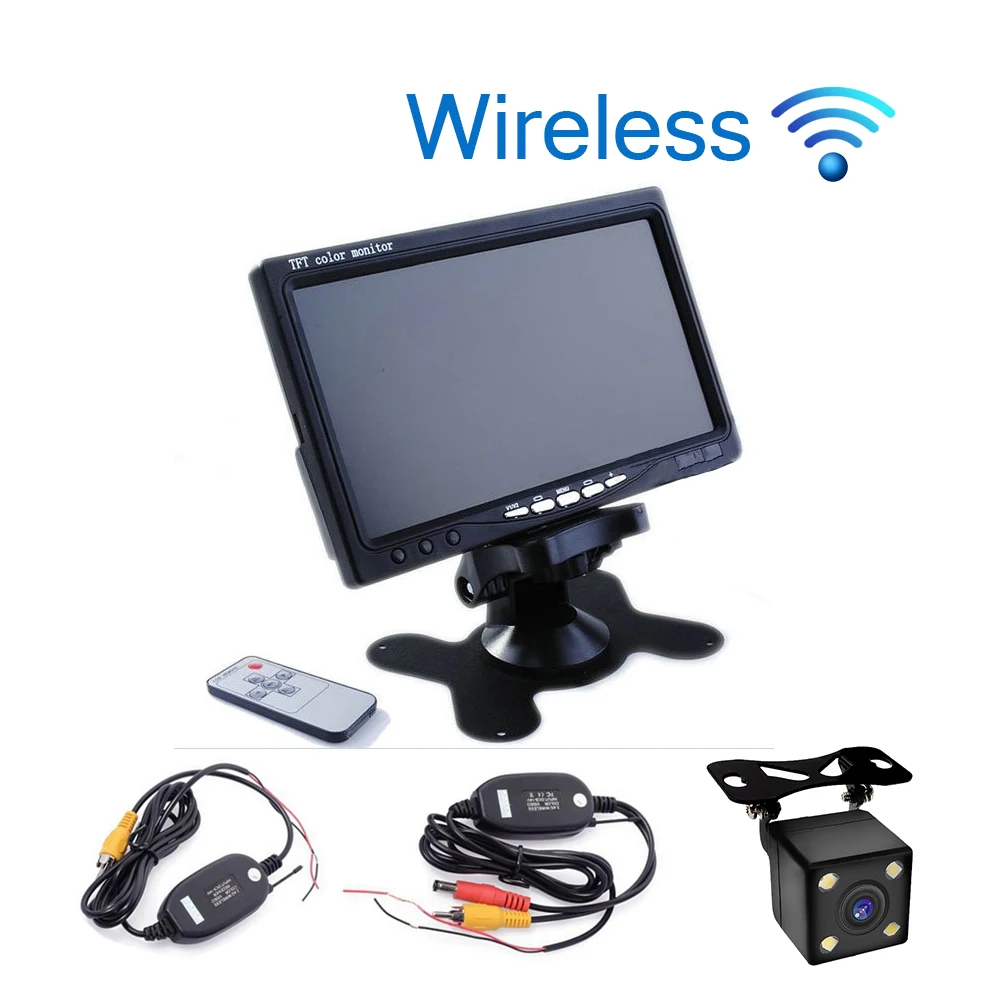 

Car styling Wireless 7 inch TFT LCD Car Monitor Headrest Display for Rear view Reverse Backup Camera Car TV Display Wifi