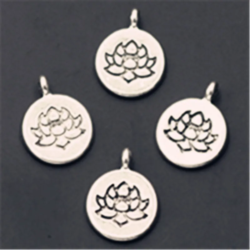 

20pcs Antique silver anemone wafer label alloy pendants for earrings necklaces jewelry DIY handmade A401