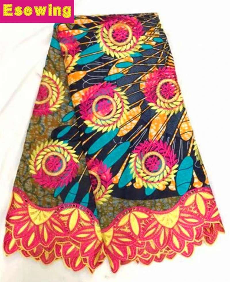 

2018 Guipure Ankara Wax Print With Lace High Quality Embroidered Wax Lace Fabric With Stones African Lace Fabric Wax For Clothes