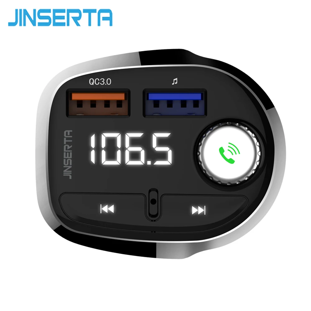 

JINSERTA QC3.0 Quick Car Charger Bluetooth FM Transmitter Handsfree Dual USB Car Radio Music MP3 Player Receive wireless Car Kit