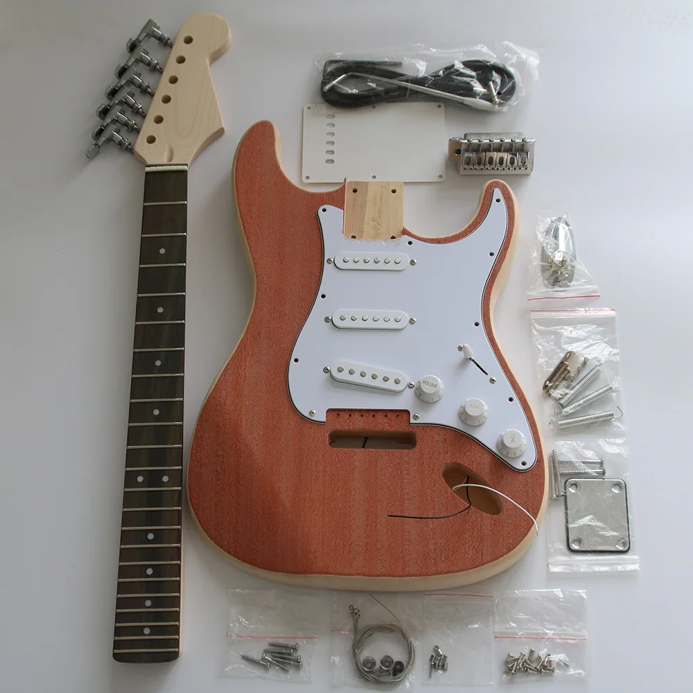ST Style Electric Guitar DIY Kit Set Guitarra Durable Basswood Body