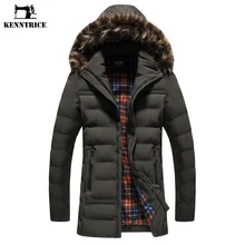 KENNTRICE/Европейские стильные классические длинные подкладка плащ-Тренч Для мужчин пальто На зимнем меху с капюшоном, толстая, с хлопковой подкладкой куртка