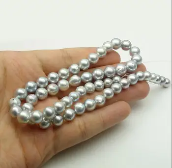 

Beautiful Natural Silver Gray Real Akoya Cultured Loose Pearl Drilled Strand 7-8.5mm necklace earring