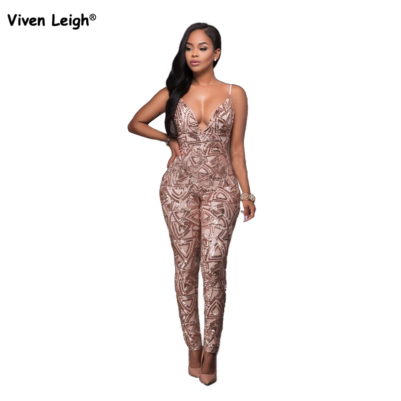 champagne sequin jumpsuit