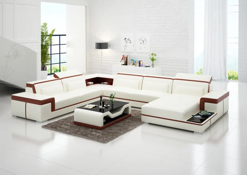 Современный стиль l-образный диван из натуральной кожи 0413-G8020