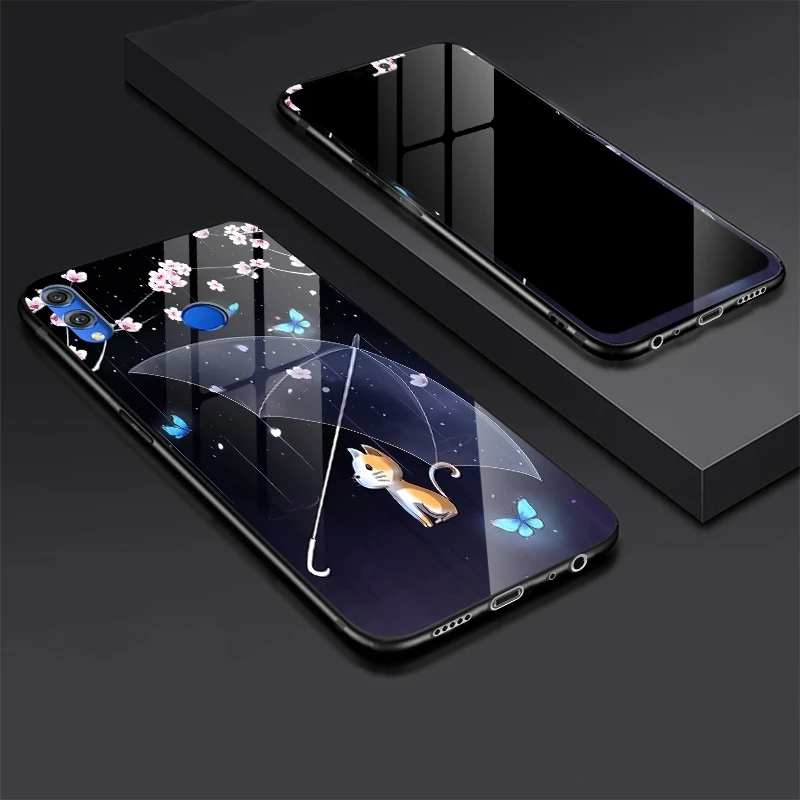 Tempered Glass Case For Huawei Honor 8X Cover Cartoon Shockproof  Glossy Cover for Huawei Honor 8X Tempered Glass Protector (12)