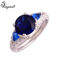 lingmei New Arrival Fashion Jewelry Blue AAA CZ Silver Color Ring Size 6 7 8 9 10 11 For Women Party Free Shipping Wholesale