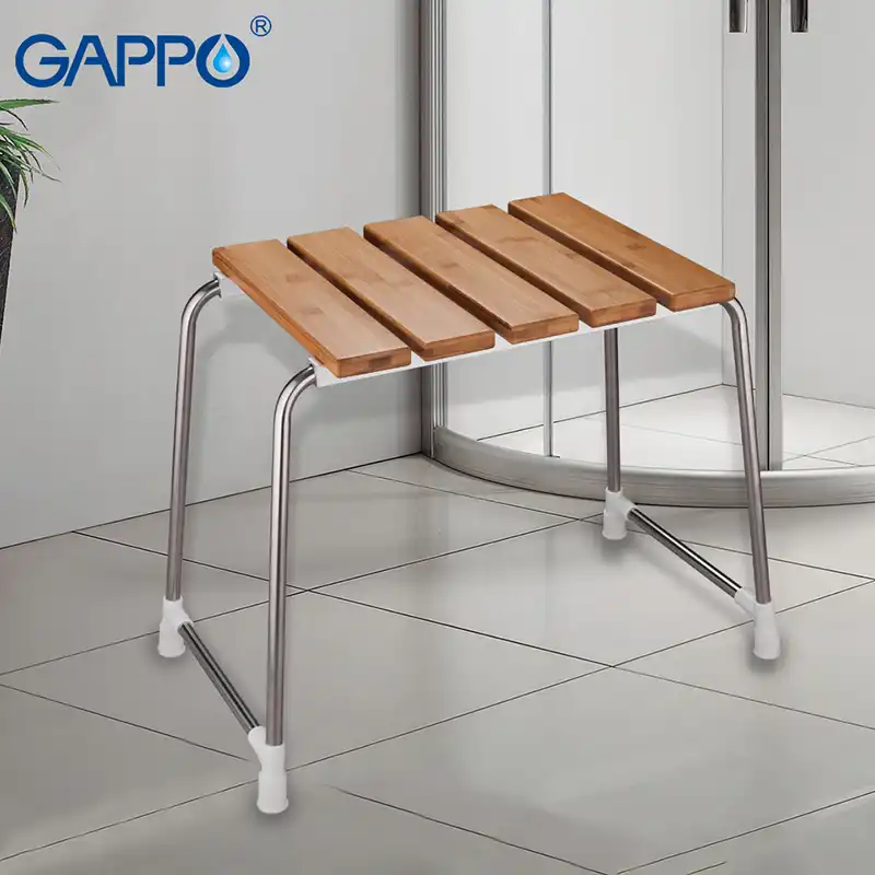 Gappo Seats Free Standing Bathroom Chair Bath Seat Bamboo